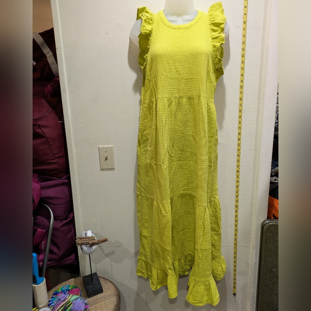 Universal Thread Yellow Flutter Sleeve Maxi Dress